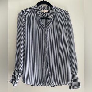 Loft White and Navy Blouse in XS